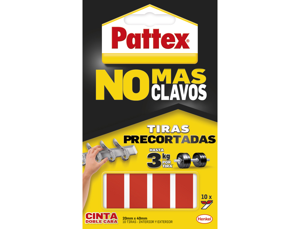 CINTA DOBLE CARA PATTEX PRECORTADA EXTRA FUERTE BLISTER DE 12 UNIDADES