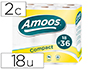 PAPEL HIGIENICO AMOOS DOBLE LARGO 2 CAPAS 32 MT PAQUETE DE 18 ROLLOS ROLLOS
